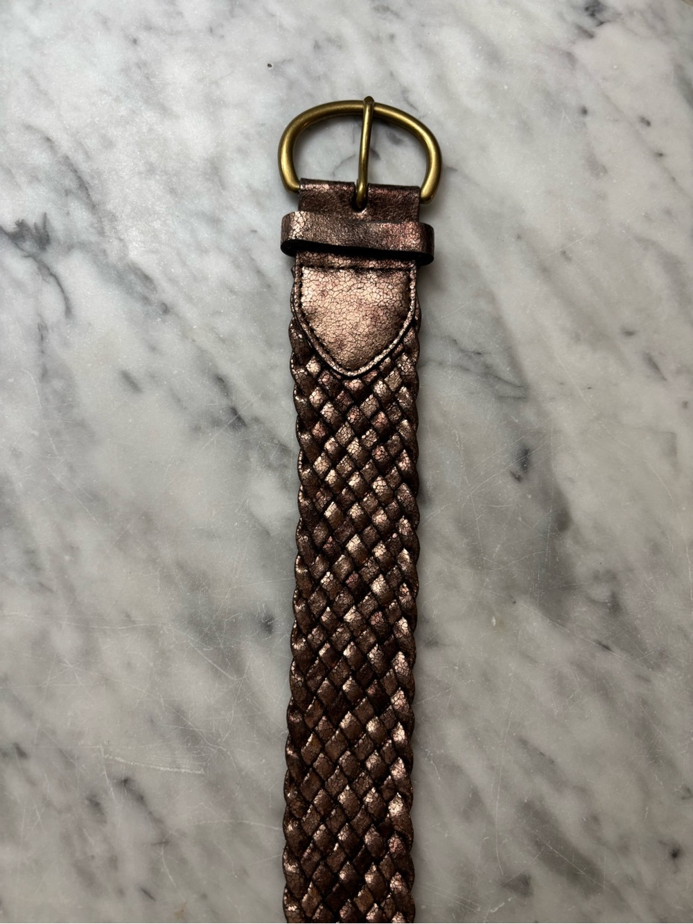Ann Taylor LOFT Woven Metalic Belt with gold tone buckle Size Small NWOT